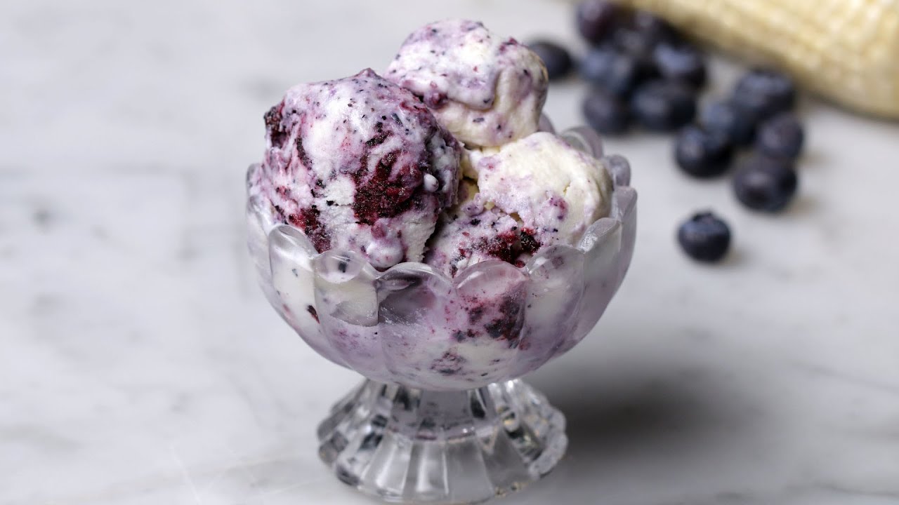 Sweet Corn and Blueberry Swirl Ice Cream
