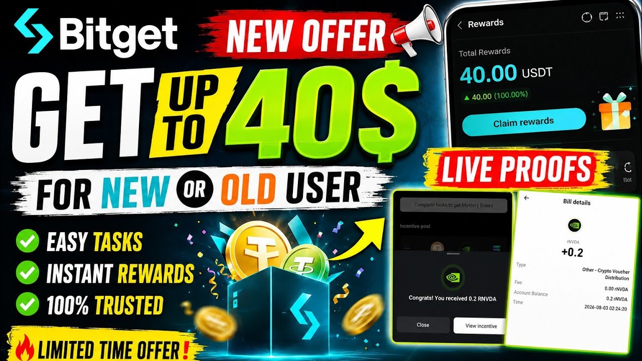 🔥 Bitget Exchange New Offer 2026 | Earn Up To $40 💰 (New & Old Users)