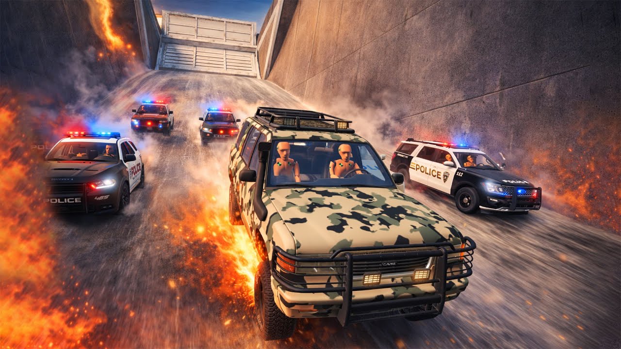 🔥 CRAZY Police Chase Escape! | Realistic High-Speed Car Crashes – BeamNG Drive