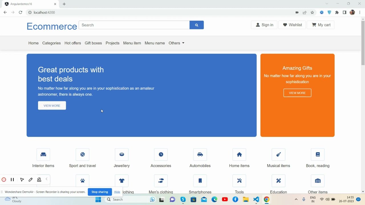 Angular 16 Free Responsive Ecommerce Website template Home Page 2 Working Demo
