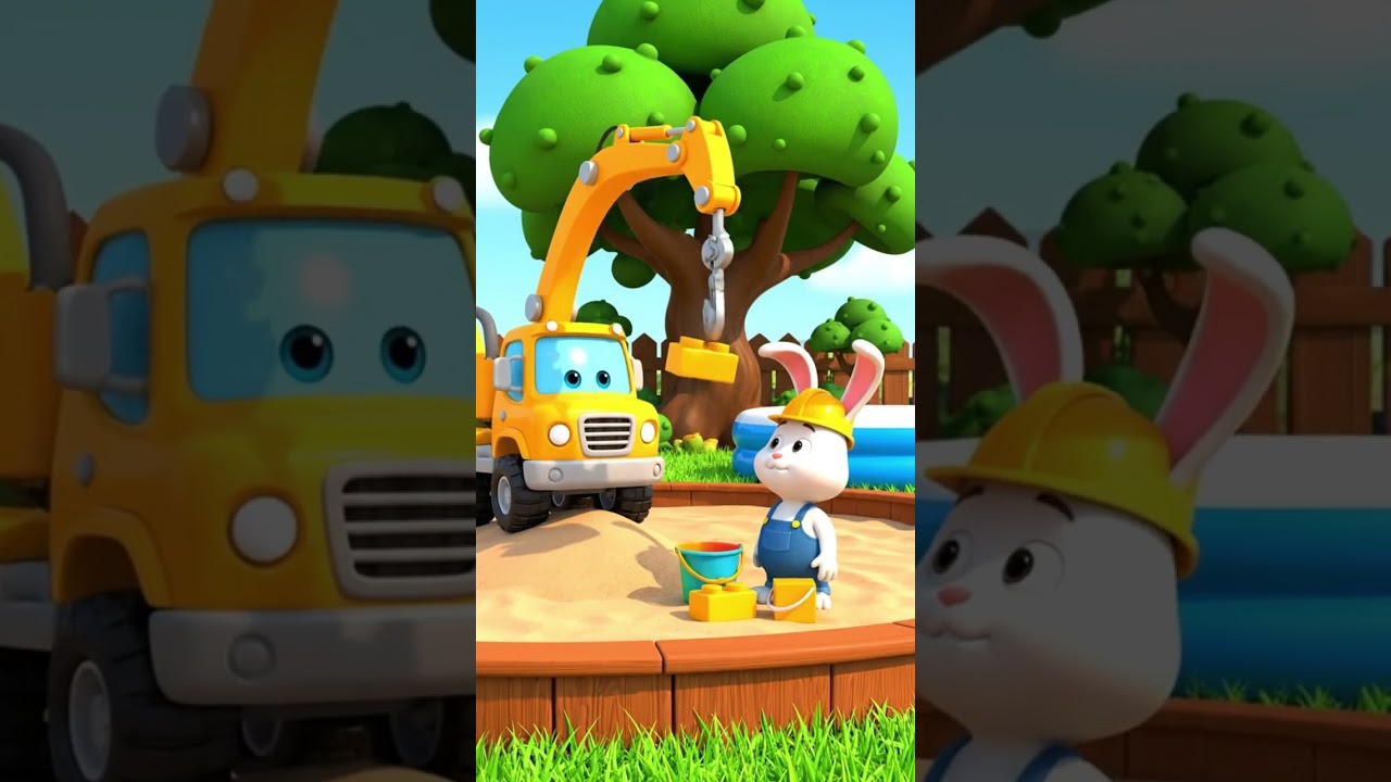 Outdoor Playtime with Fox & Rabbit! ☀️ Toy Trucks & Diggers!