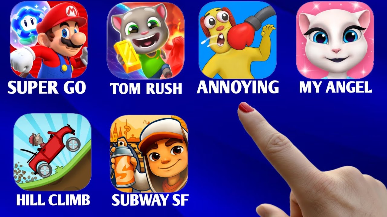 Super Bino Go Tom Time Rush, Annoying Uncle Punch Game, My Angela, Subway Surf Games 