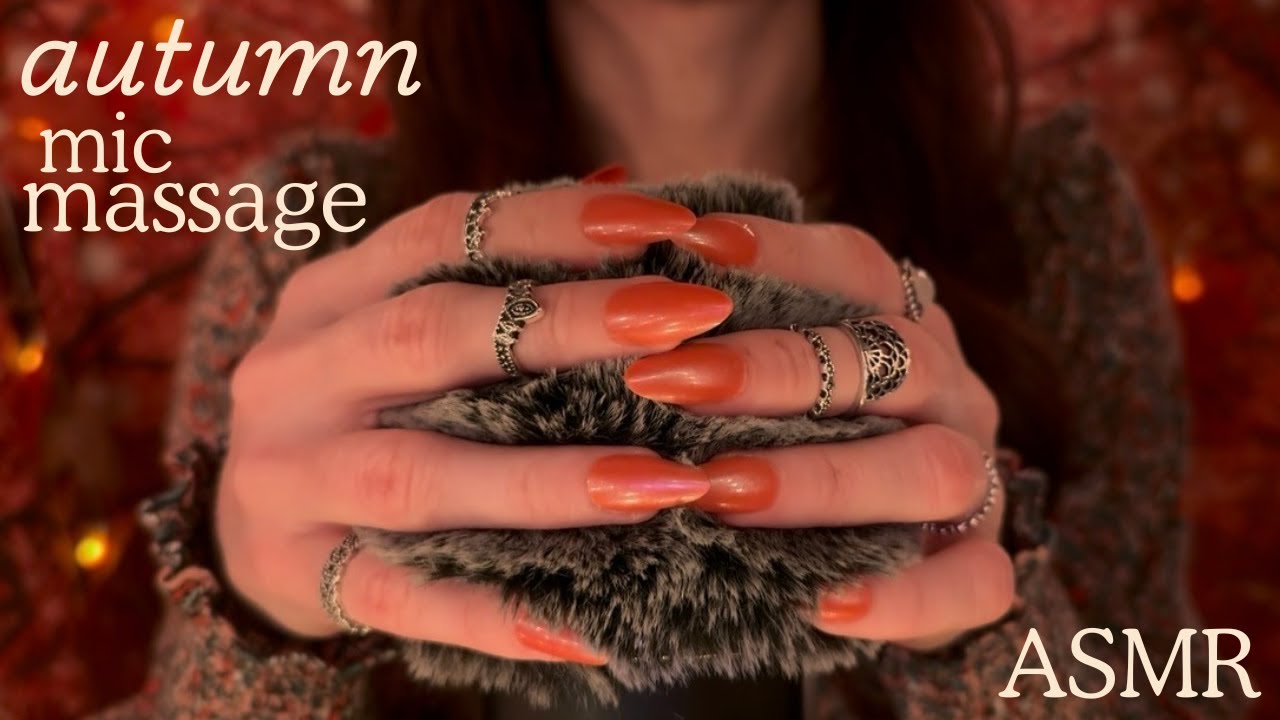 ASMR Autumn Fluffy Mic Massage Mini Session w/ Cozy Crackling Fire (No Talking)