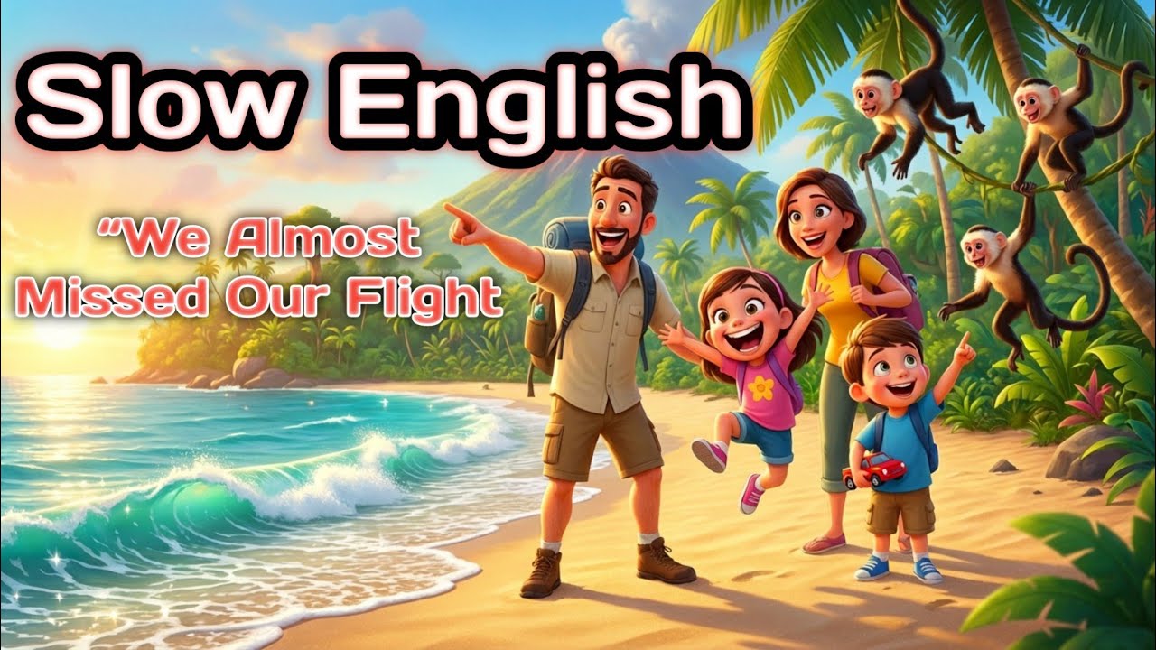 “We Almost Missed Our Flight! Family Adventure in Costa Rica 🌴✈️ | Slow English For Beginners 