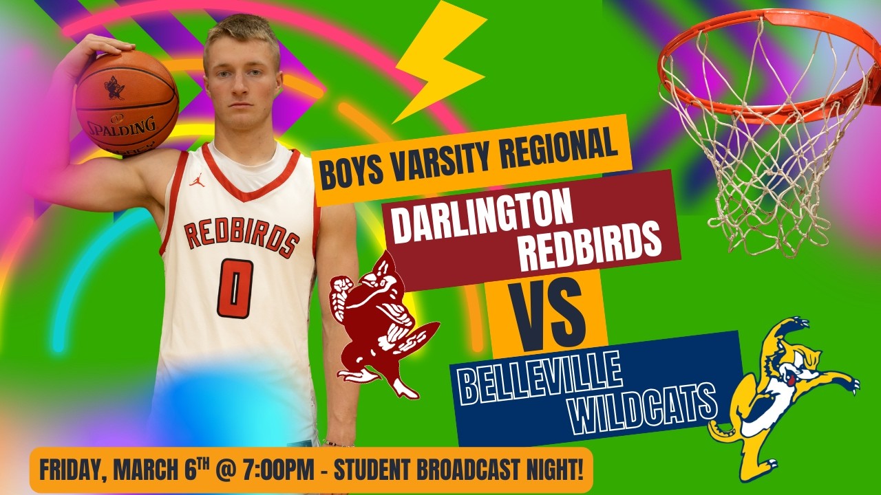 Redbird Varsity Basketball Regional Playoffs - Darlington Redbirds - BBB vs Belleville Wildcats