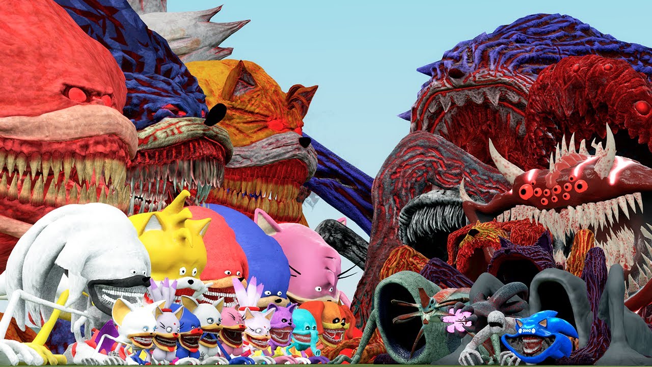 NEW SONIC TAPES FAMILY VS ALL SEA EATERS AND DEEP SEA MONSTERS (Garry's Mod)