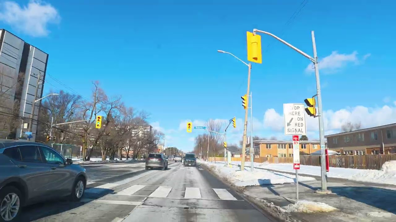 Sunny Winter Day Drive | Victoria Park Ave Toronto 🇨🇦