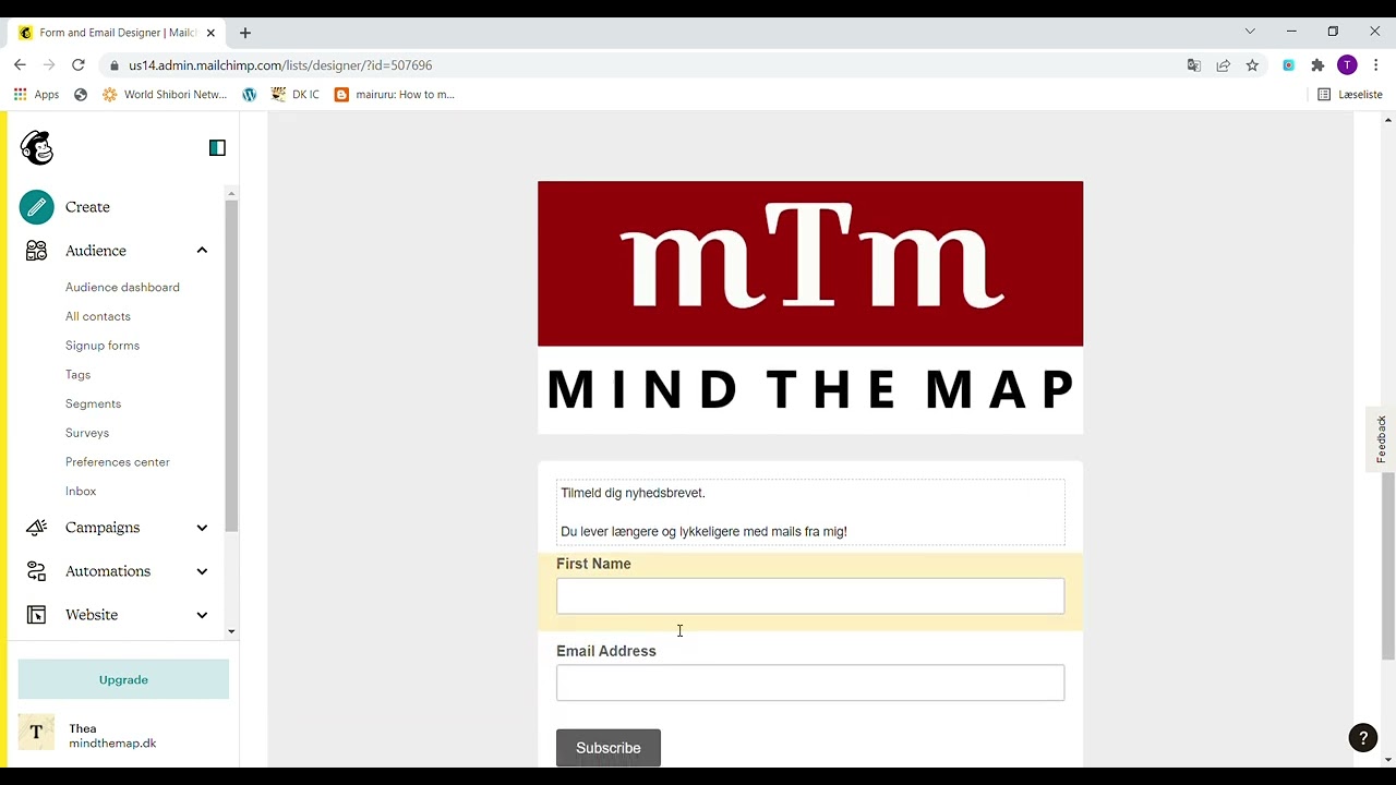 3. Lær at bruge mailchimp: Opret en liste med modtager