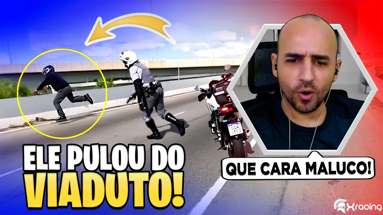 VASO RUIM NÃO QUEBRA: o cara pulou do viaduto pra fugir - React ENQUADROS DE MOTO (EP. 132)