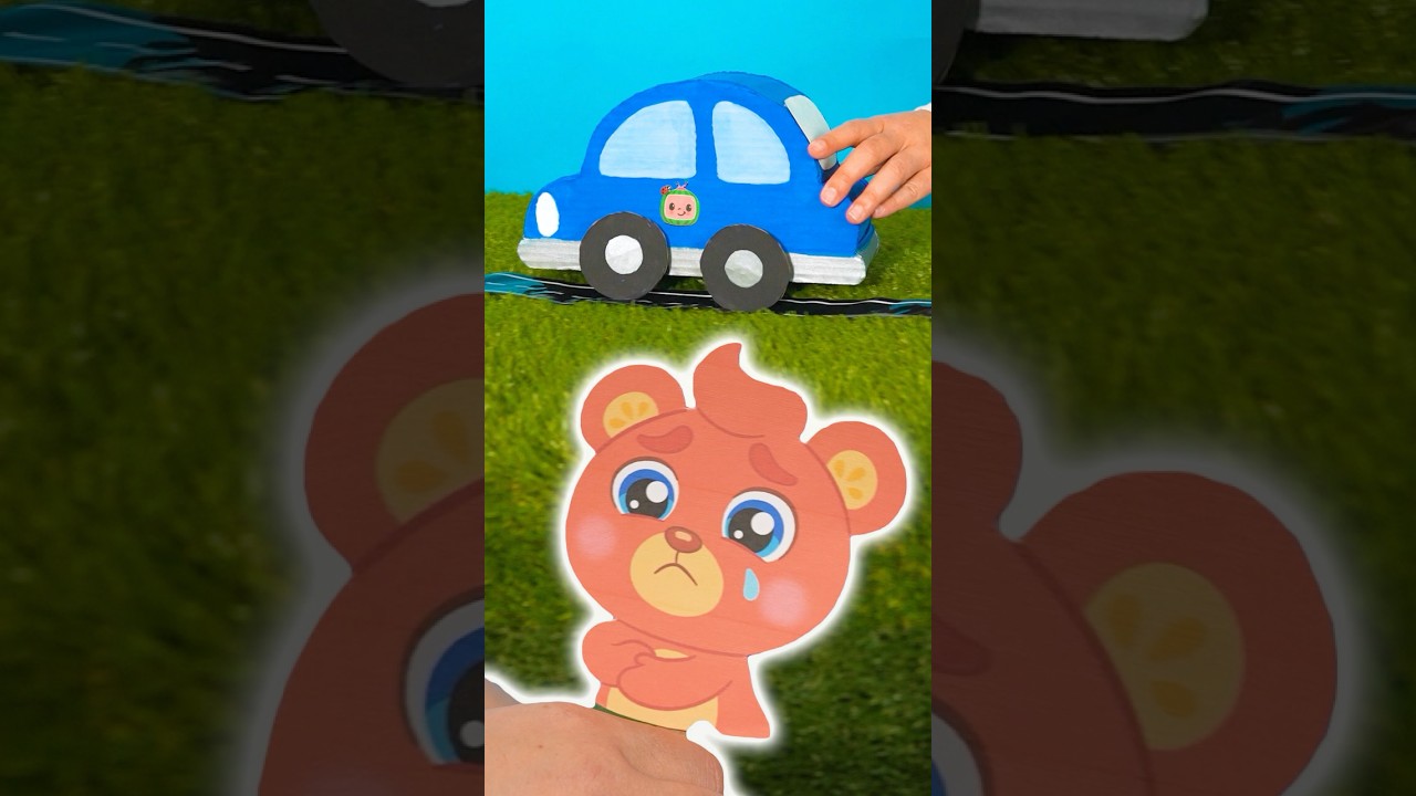 SUPERHERO Grandma To The Rescue! 🦸 CoComelon DIY Paper Car Craft & Toy Play #kids #shorts