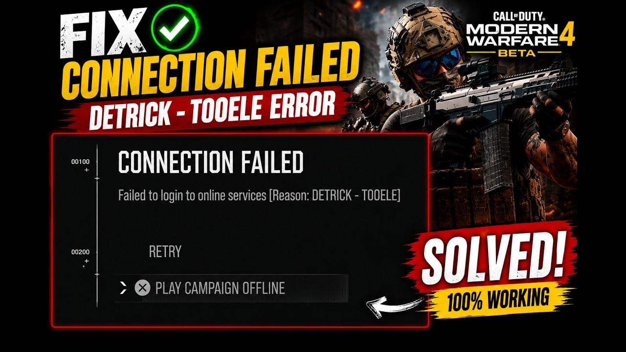 Fix Call of Duty Modern Warfare 4 Connection Failed  DETRICK TOOELE Error