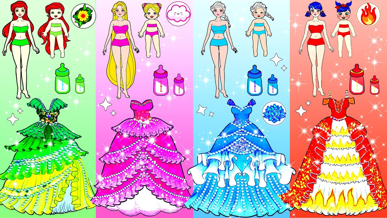 Four Elements Mother & Daughter Dress Up - Barbie Transformation Handmade - Woa Doll Channel