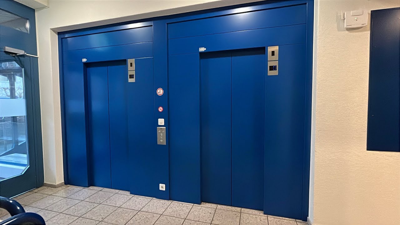 2x 1990s Otis (mod. 2015 Otis) traction elevators @ Amtsstrasse 3, Uster, Switzerland