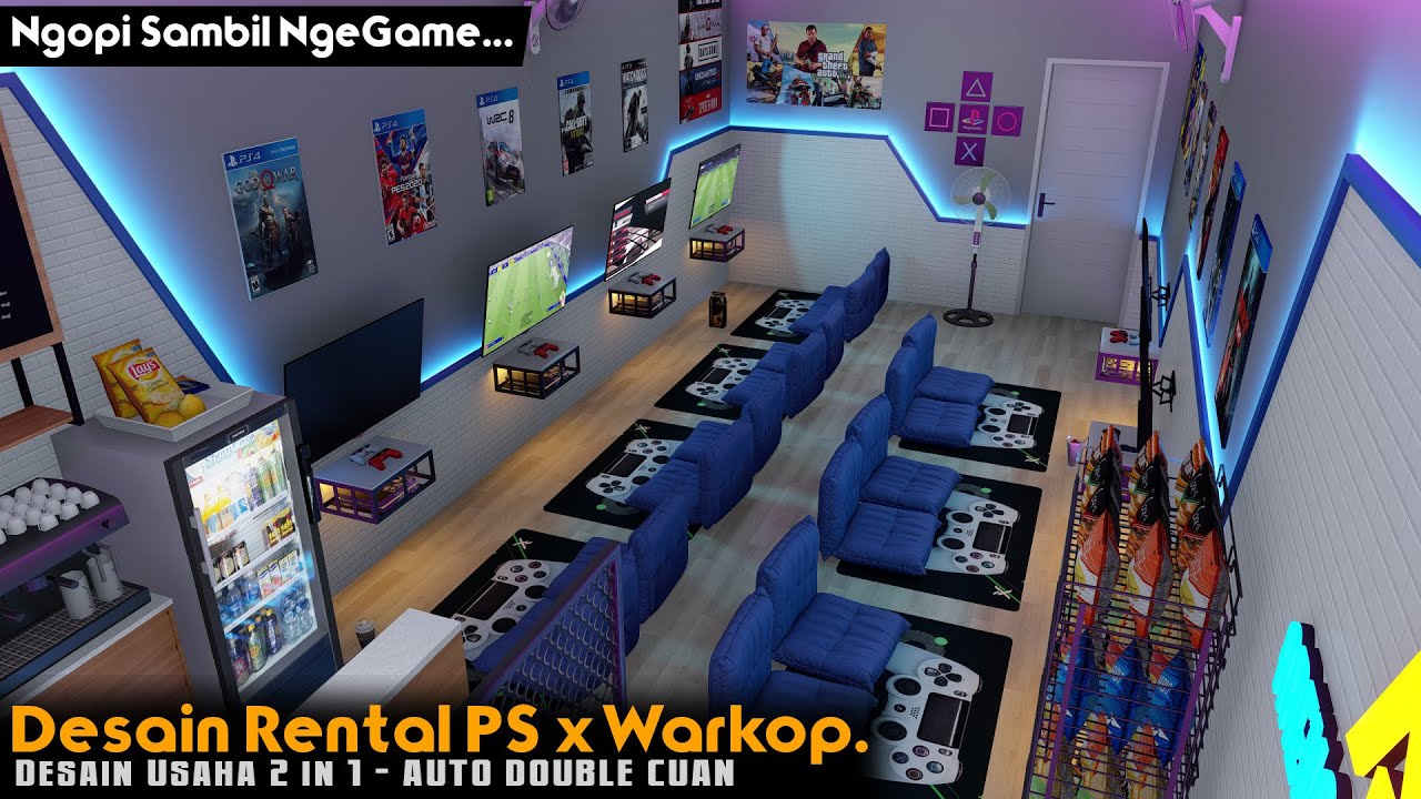 DESAIN TEMPAT USAHA 2 in 1 - AUTO DOUBLE CUAN / BISNIS RENTAL PS + WARKOP