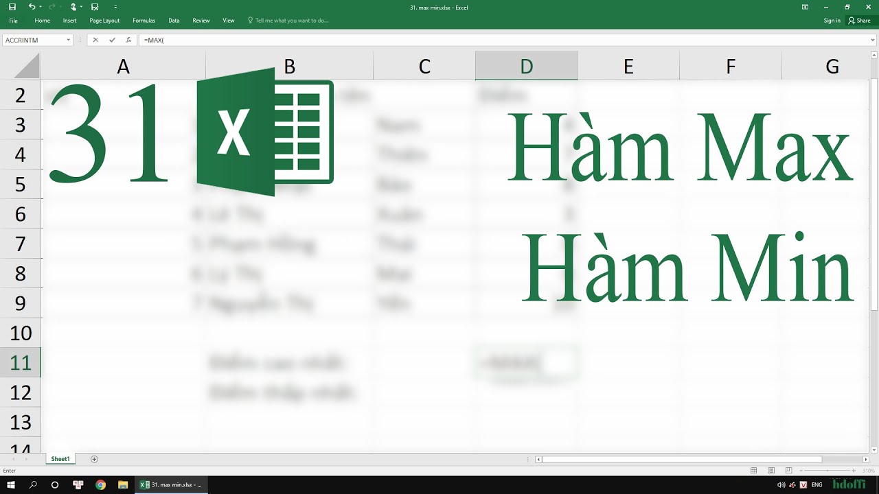 31. Hàm Max - hàm Min trong Excel | Hàm xác định giá trị lớn nhất, nhỏ nhất