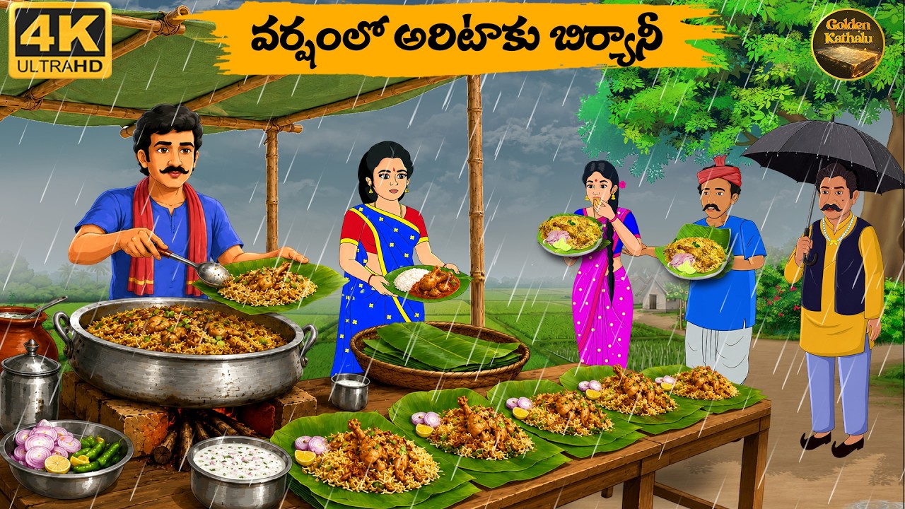 వర్షంలో అరిటాకు బిర్యానీ - Telugu stories -Golden Kathalu 63 - Neethi Kathalu - Telugu Moral Stories