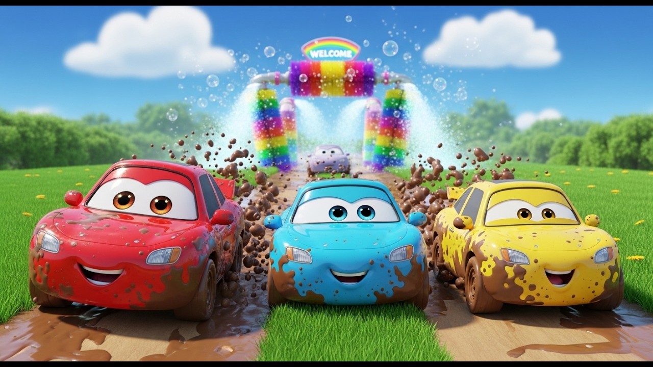 Muddy Cars Race to the Car Wash | Fun Kids Vehicle Adventure 🚗🫧