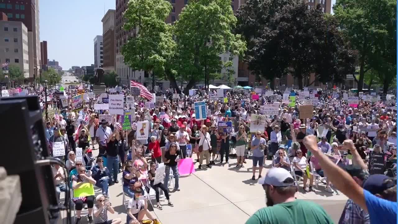 'No Kings' protesters rally in Lansing against Trump administration