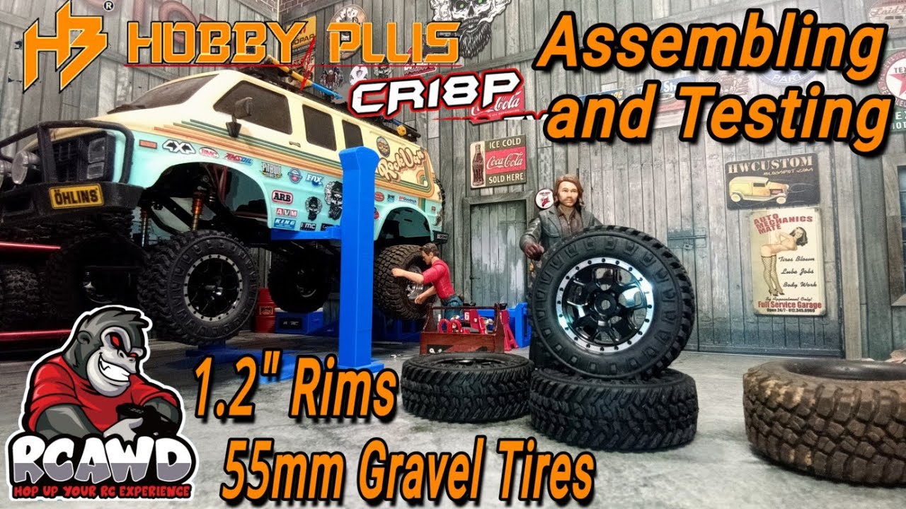 RCAWD 1.2 Rims and 55mm Small Gravel Tires CR-18P Rock Van #RcGarage #HobbyplusRockvan