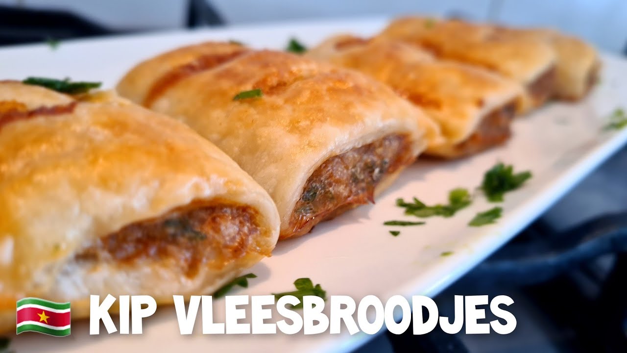 🇸🇷 Kip vleesbroodjes recept kipbroodjes|Surinamese chicken meat bread|