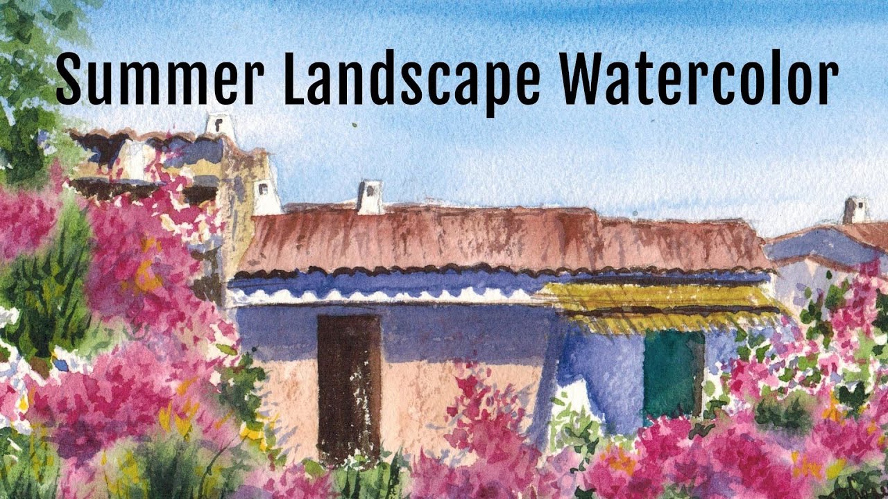 Summer landscape in watercolor very easy - tutorial acquerello molto semplice paesaggio estivo