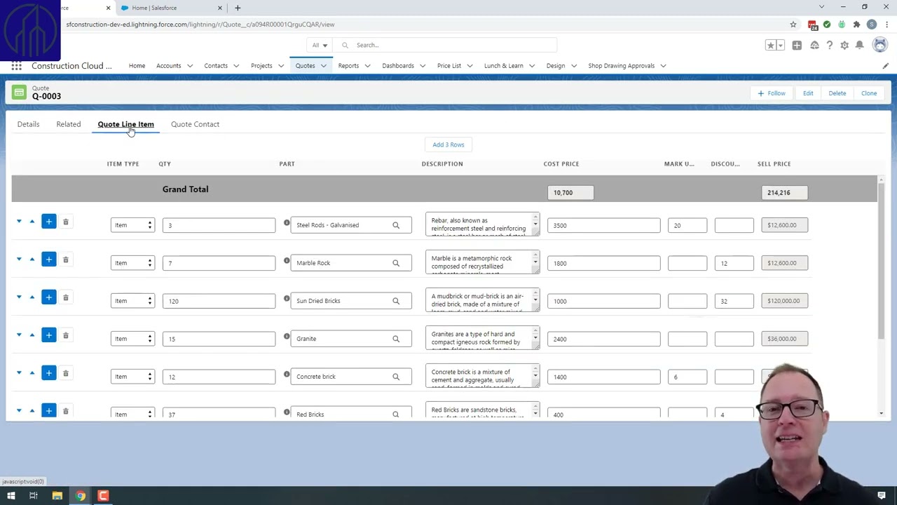 Salesforce Construction - Quotes