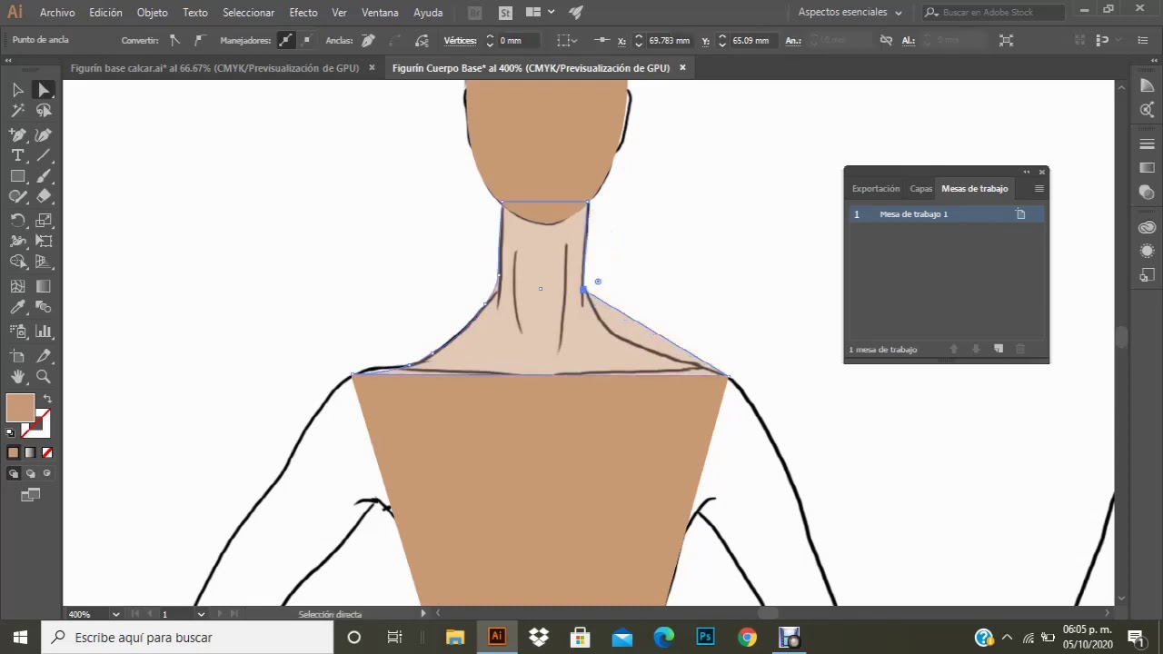 Vectorización del cuerpo base, figurín. Diseño de Moda Digital
