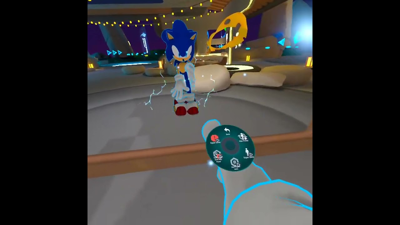 Showing 5 different Sonic The Hedgehog Avatars with different Forms in VRchat