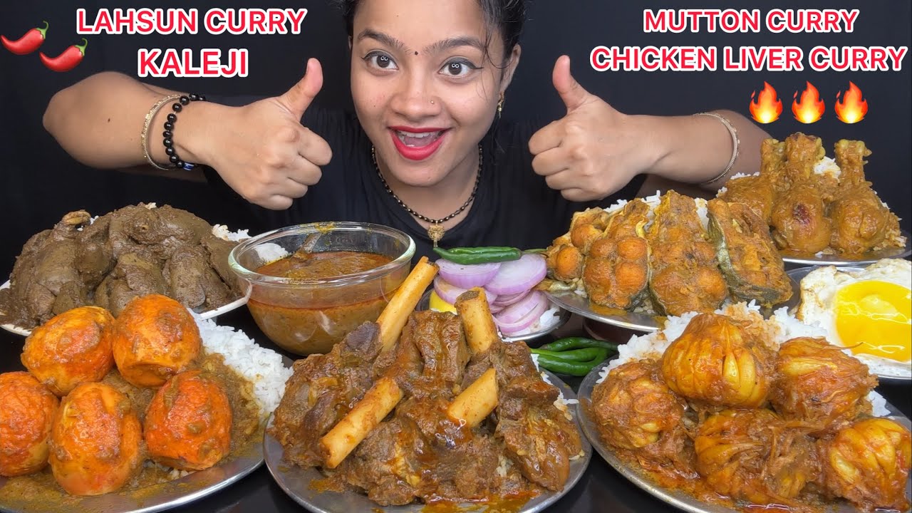 MUTTON CURRY, CHICKEN CURRY, EGG CURRY, CHICKEN LIVER, FISH CURRY, LAHSUN CURRY, EGG POCH WITH RICE🔥