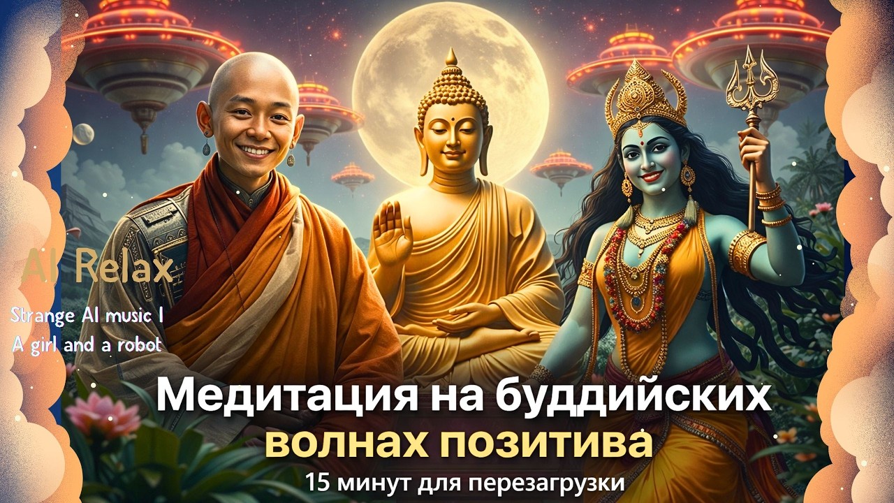 Заголовок: Медитация на буддийских волнах позитива. 15 минут для перезагрузки. AI Relax.