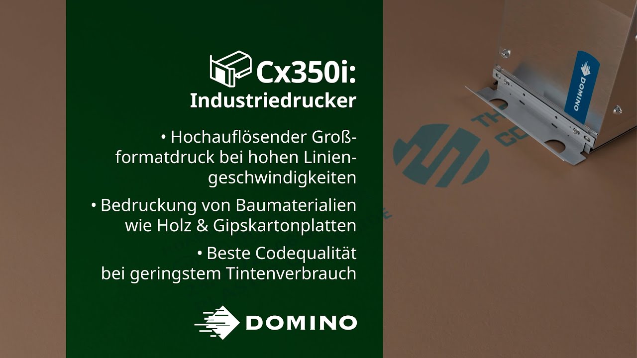 Cx350i Industriedrucker: Hochauflösender Großschriftdruck auf Baumaterialien | Domino Deutschland