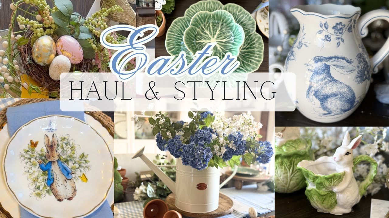 Easter Decor Haul, Floral Arrangement ideas, Peter Rabbit Easter Decorations, Easter styling ideas 