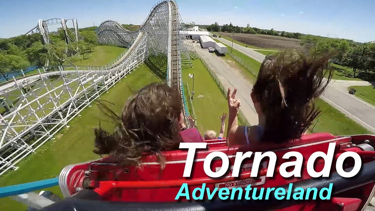 Tornado Wooden Roller Coaster On Ride HD POV Adventureland Des Moines Iowa GoPro