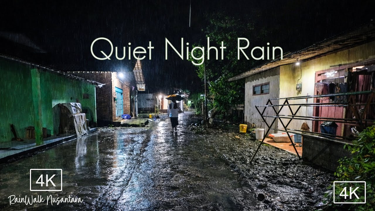 [4K] A Rainy Night Walk Down a Quiet Countryside Alley, 4K Pure Video | Real Rain and Ambient Sounds