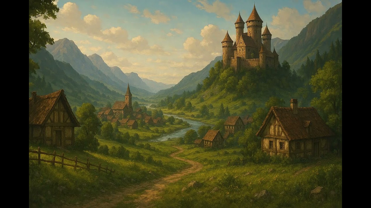 Homeland - a serene valley (ambient wind, river, medieval music)