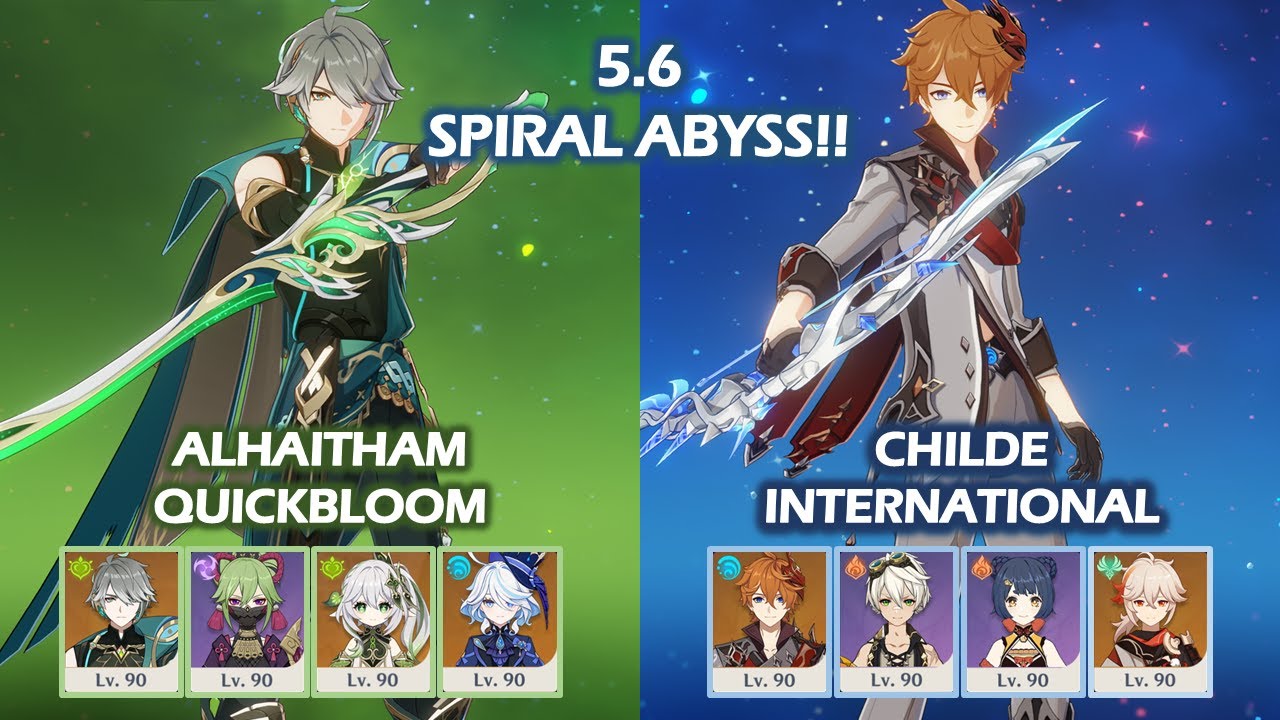 C0 Alhaitham Quickbloom & C0 Childe International | 5.6 Spiral Abyss | Floor 12 | Genshin Impact