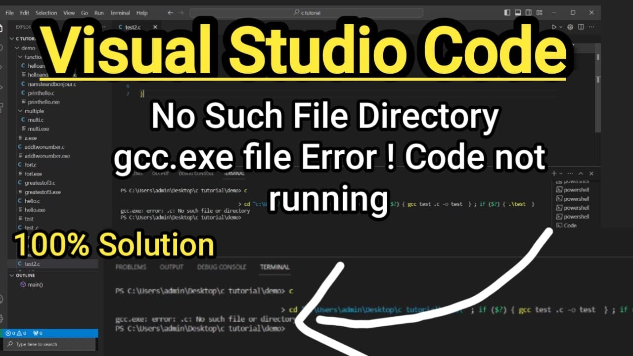 Visual Studio Code Error // No Such File Directory Error // gcc.exe file error //Vs Code Not Running