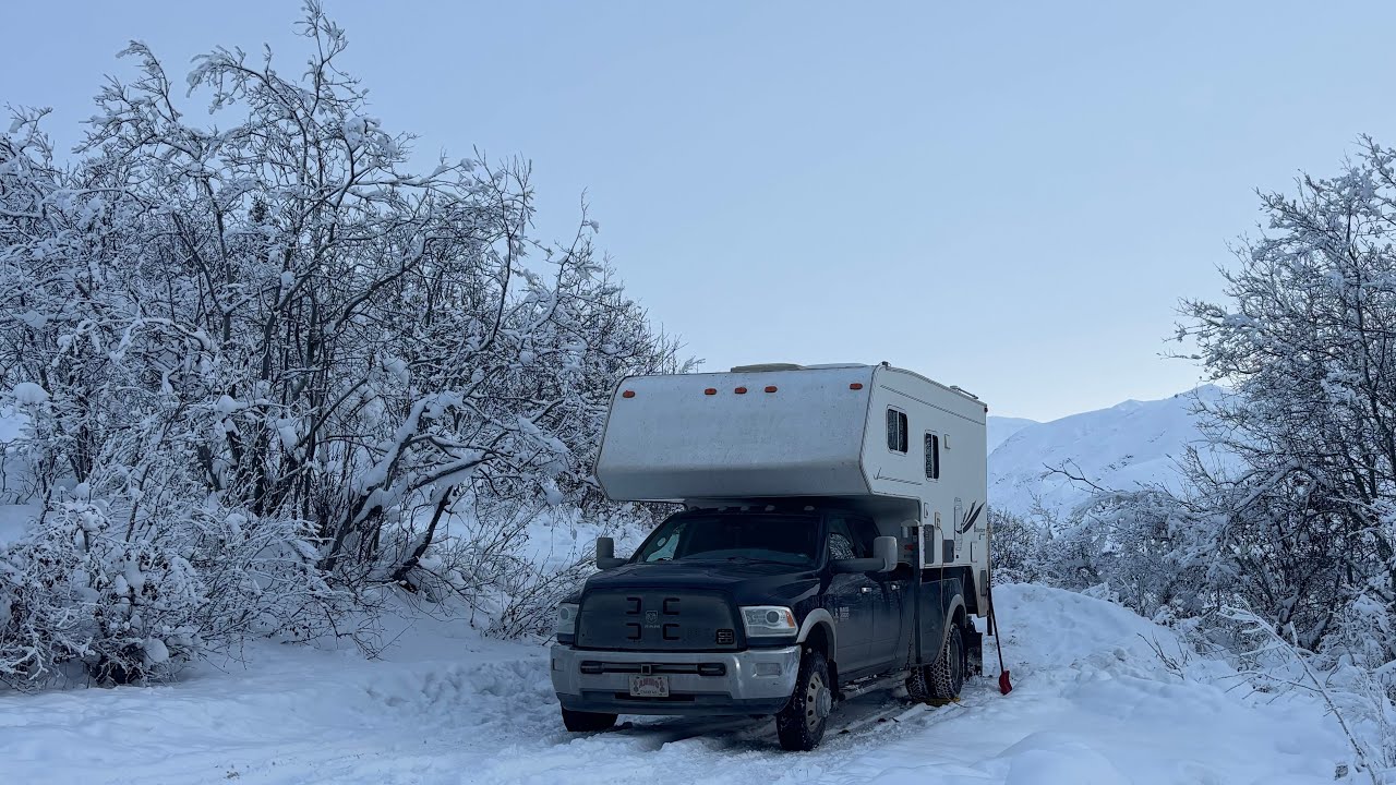 Winter truck camping Alaska…epic scenery 