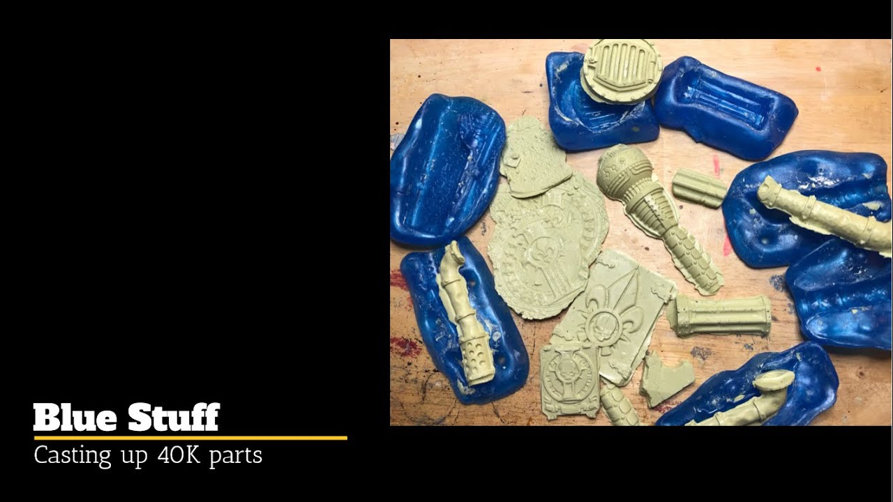 Casting warhammer pieces using blue stuff from greenstuffworld to use for bases and scenery, 40k