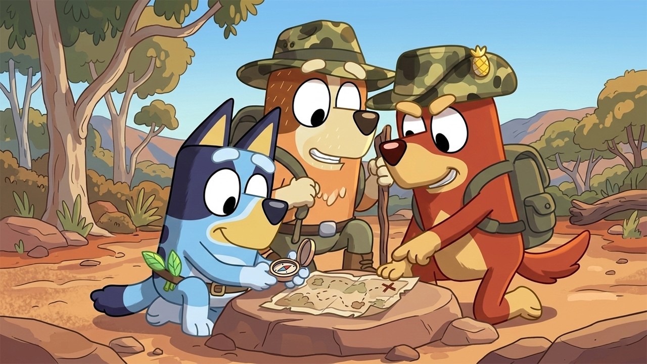 Mystery in the Forest 🗺️🌲 Bluey & Rusty Track an Ancient Map to Treasure 🤔💎💥 | Funny Bluey Adventure