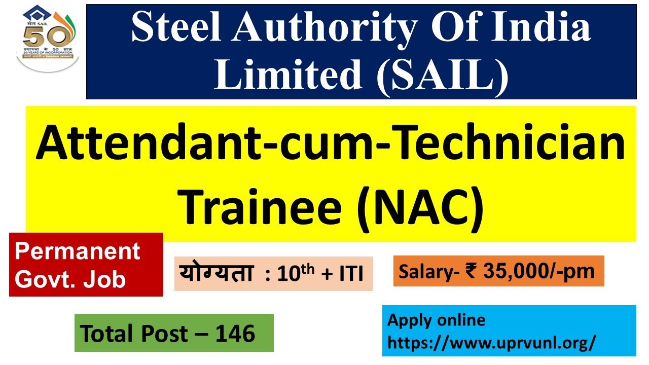 Attendant-cum-Technician Trainee Vacancy I Steel Authority Of India Limited (SAIL) I Bokaro Post 146