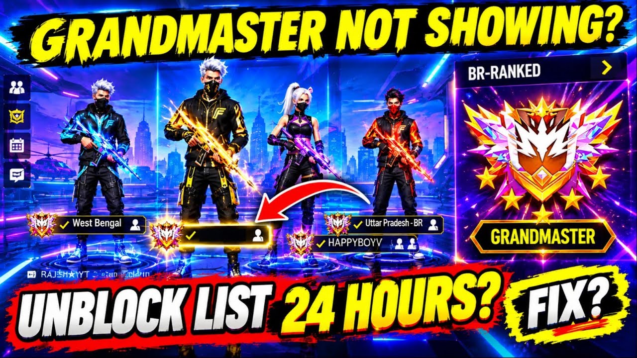 Grandmaster Leaderboard Not Showing in Free Fire MAX | I'd finally unblocklist 24 hours? 💯 |