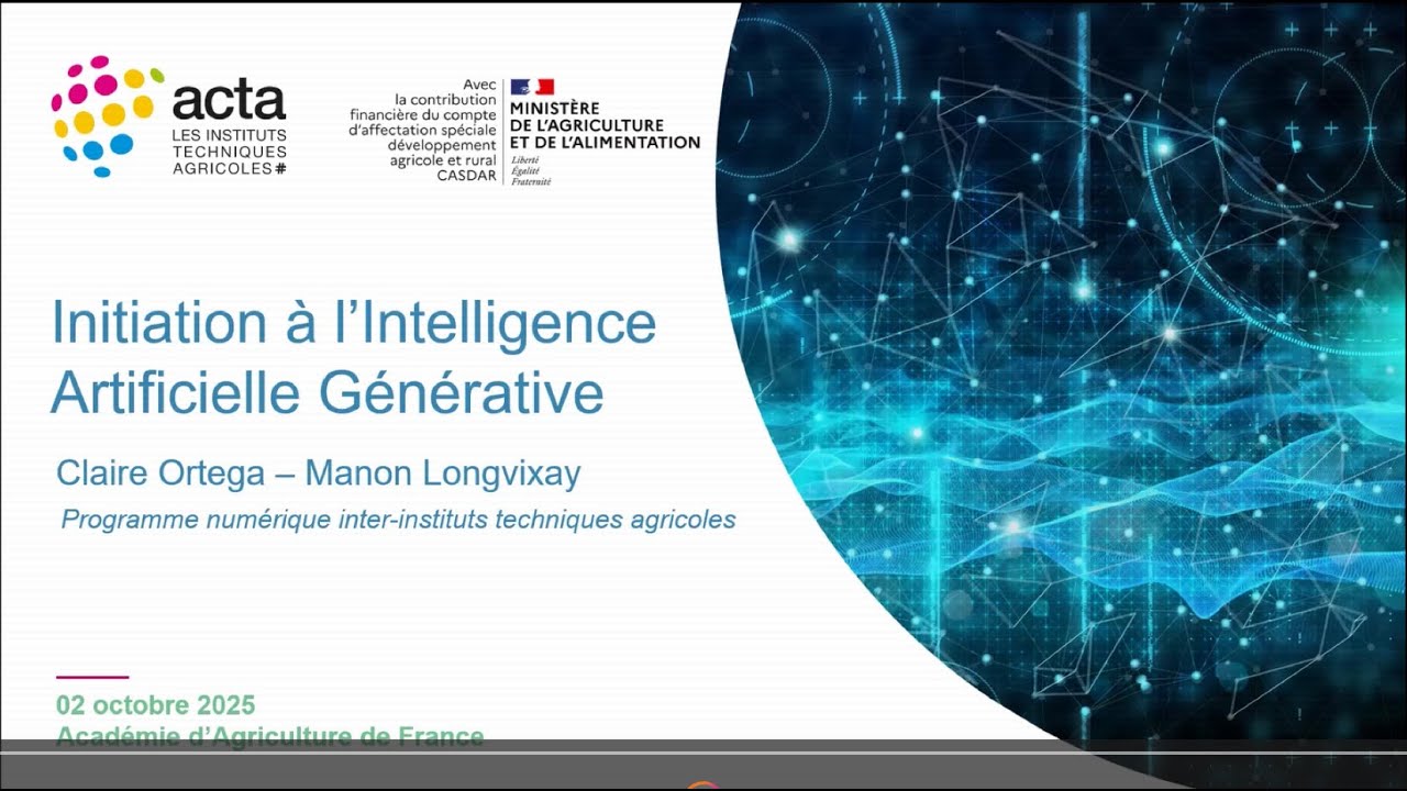 Initiation à l'Intelligence Artificielle Générative - IAG (2 octobre 2025)