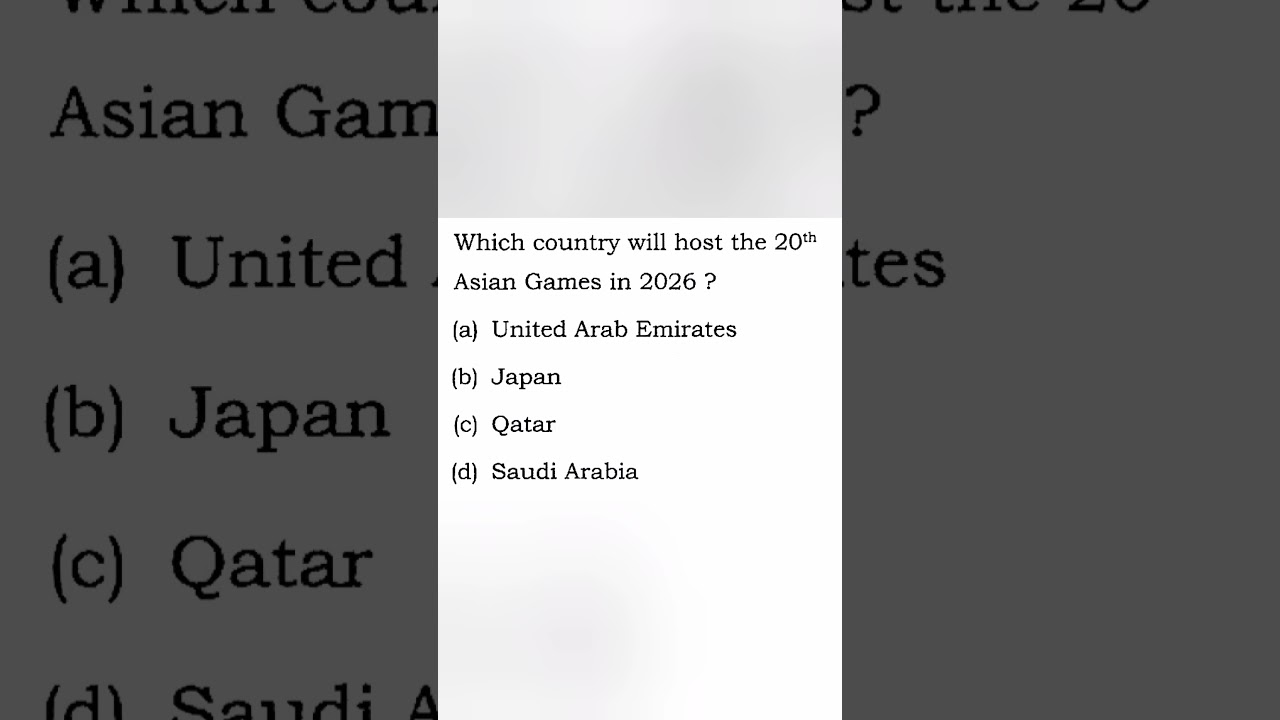 Which country will host the 20th Asian Games in 2026 ? Answer - B #gk #upsc #ssc #ntpc #civilservise