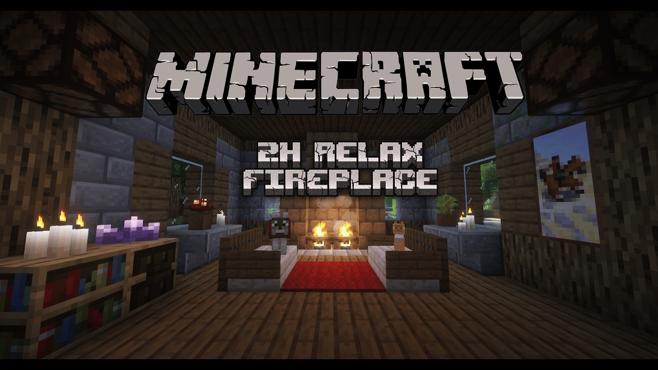 Minecraft Fireplace Ambience 🌿 C418 Music & Relaxing Pets (No Commentary)