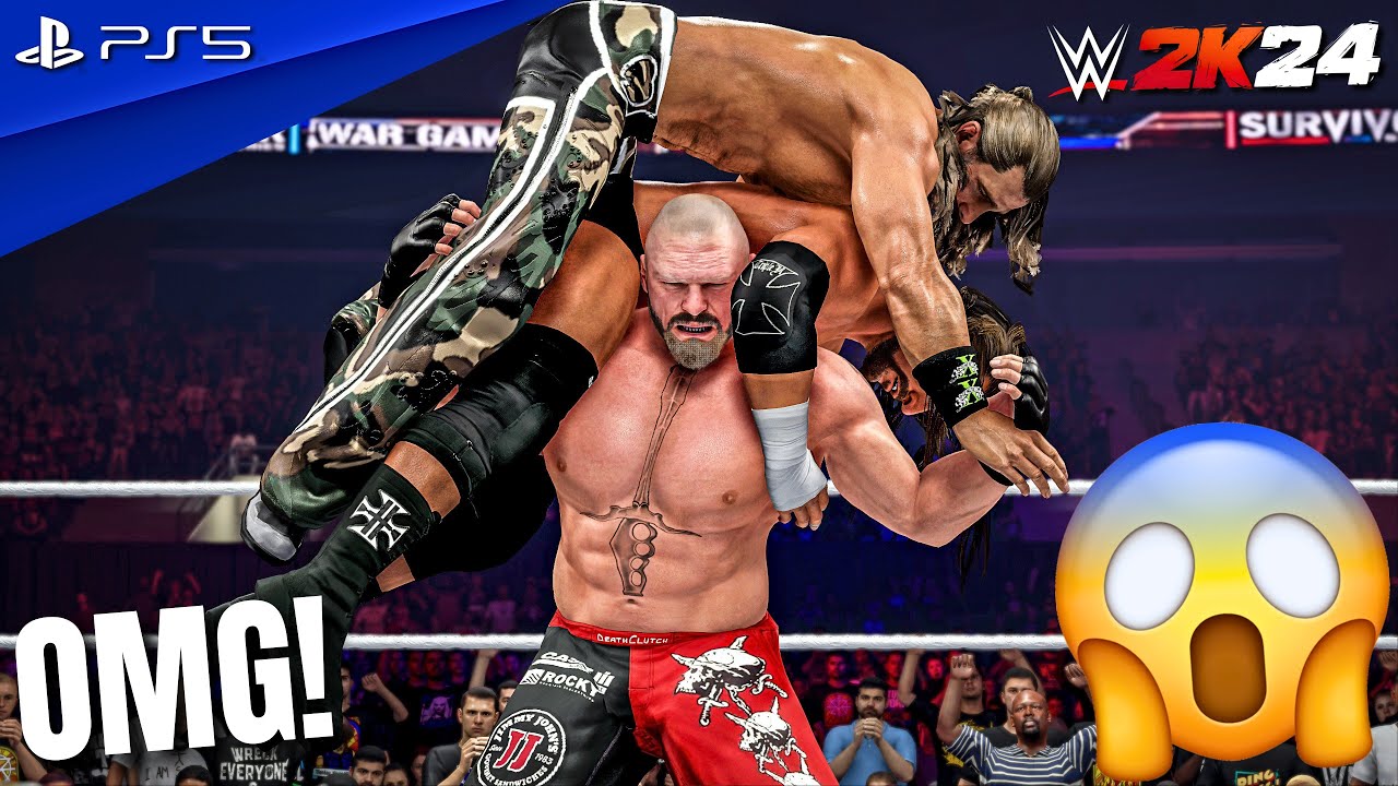 WWE 2K24 - Brock Lesnar vs. Shawn Michaels & Triple H - Tornado 2 on 1 Handicap Match | PS5™ [4K60]