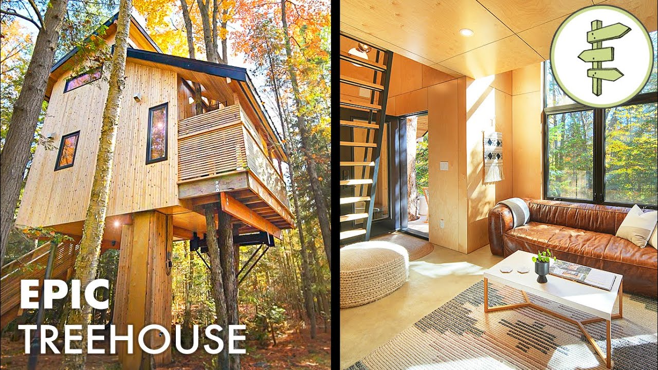 Fantastic Modern Tiny Tree House Built to Perfection - OFF GRID CABIN TOUR