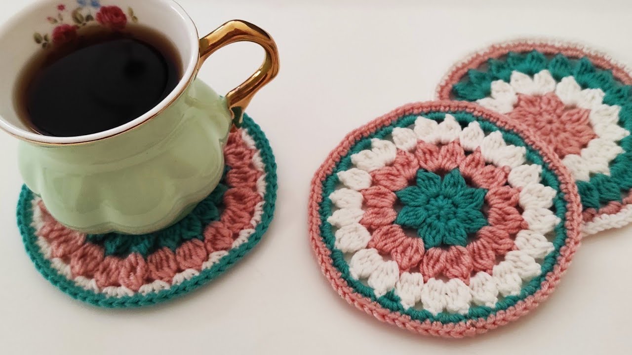 How to crochet coaster ~ easy crochet knitting coasters for beginners ~ crochet coaster