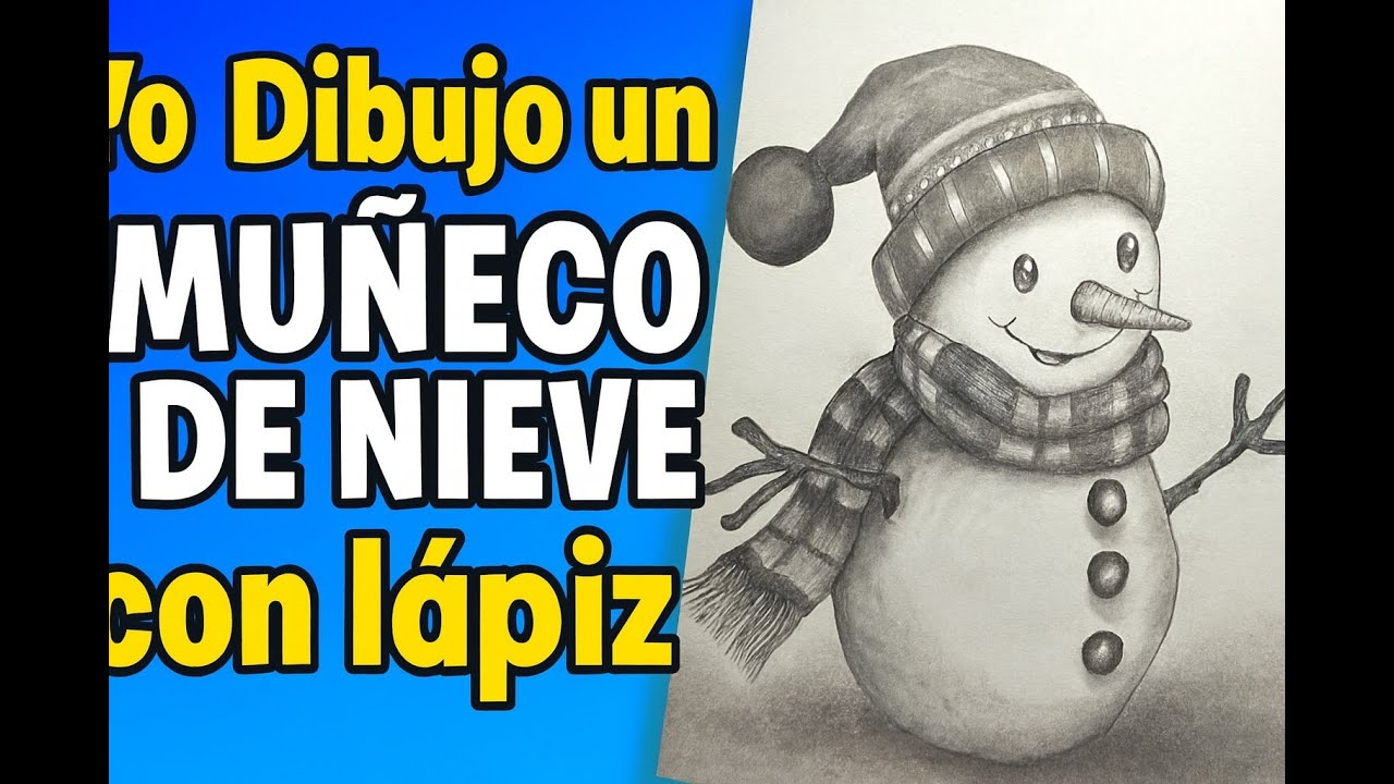 MUÑECO DE NIEVE: Dibujo a lápiz desde cero | Instrucciones paso a paso | СНЕГОВИК | SNOWMAN |