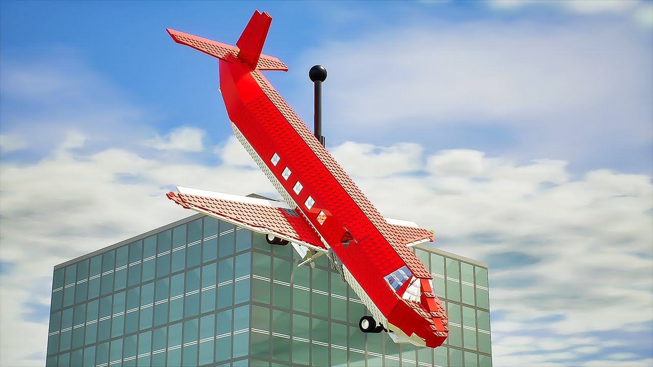 Lego Airplane Falls Off Building | Brick Rigs